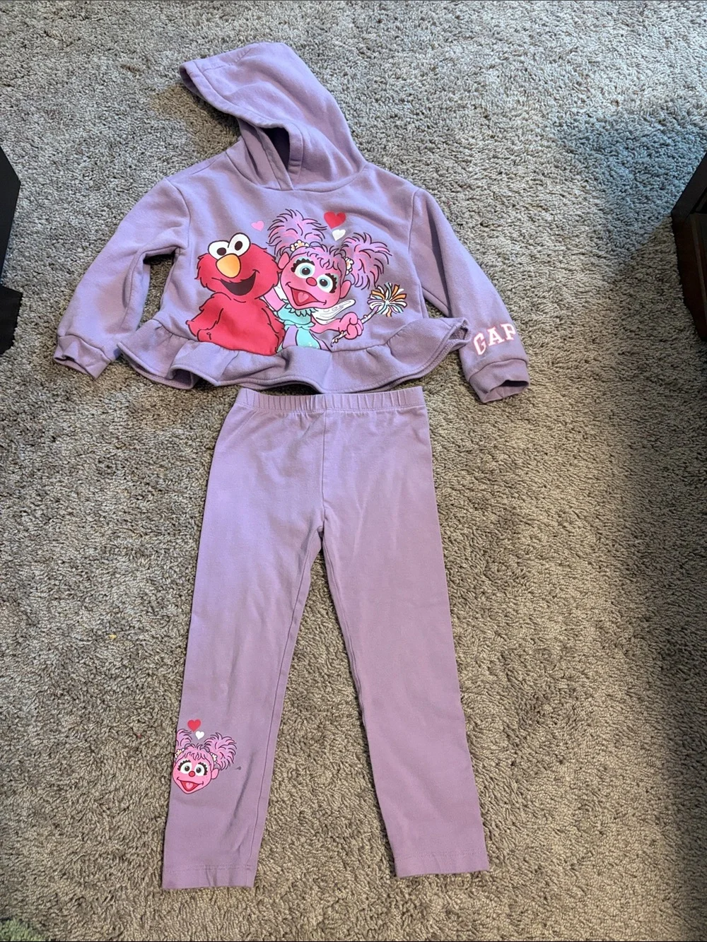 GAP Lavender Elmo & Abby Cadabby Hooded Pajama Set